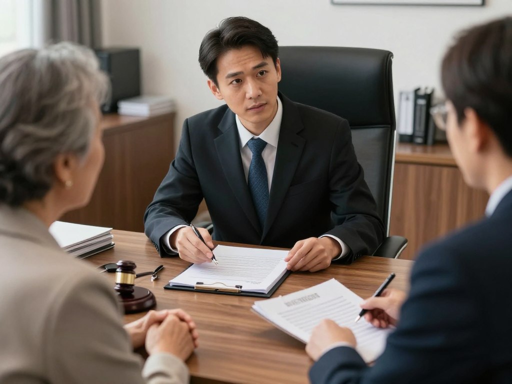 Abogado explicando requisitos testamentarios a cliente