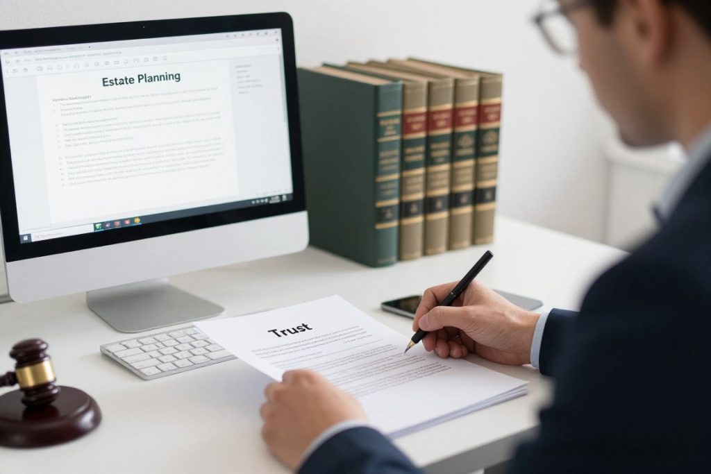 Abogado preparando documentos de planificación de herencias