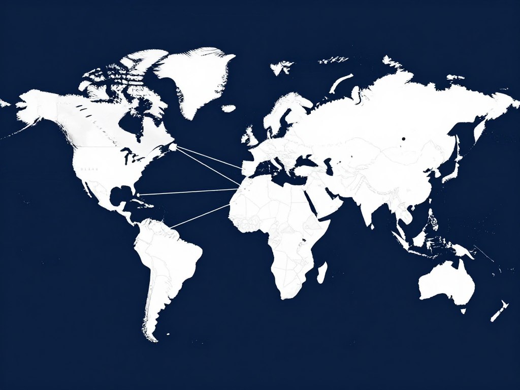 Mapa mostrando conexiones entre Estados Unidos y países latinoamericanos para planificación patrimonial
