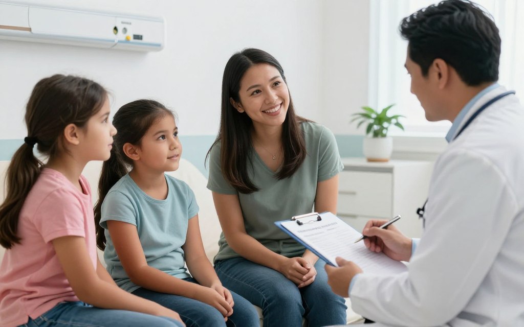 familia consultando con doctor sobre decisiones médicas