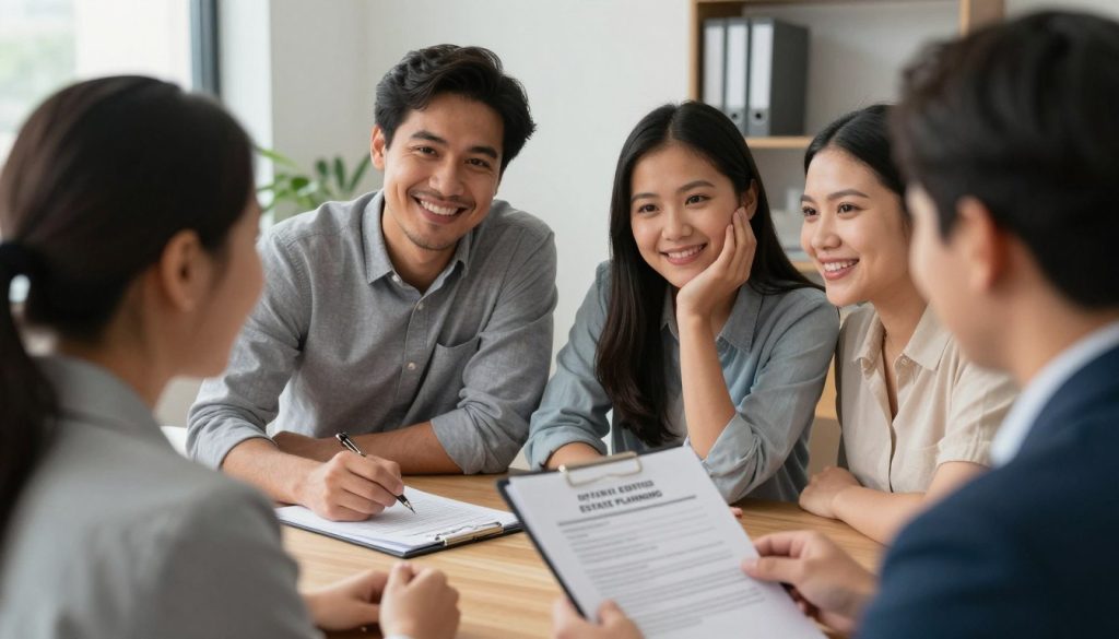 familia hispana con documentos legales completos