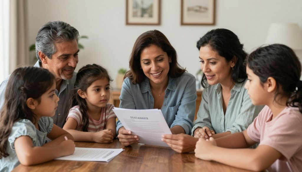 familia hispana planificando protección patrimonial